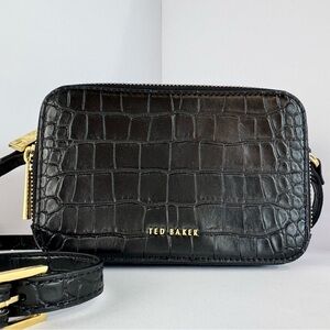 Ted Baker Black Croc Embossed Crossbody Bag
